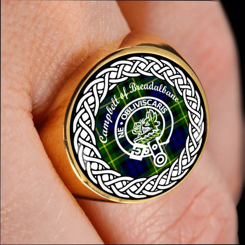 Image of Campbell Of Breadalbane Crest Clan Tartan Ring Scottish
