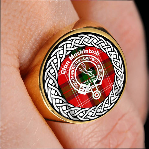 Image of Mackintosh Crest Clan Tartan Ring Scottish