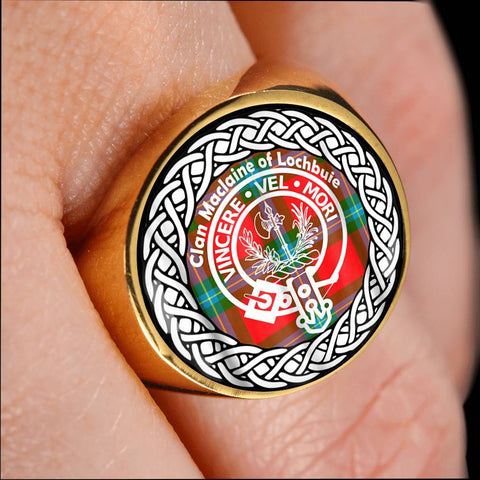 Image of Maclaine Of Lochbuie Crest Clan Tartan Ring Scottish