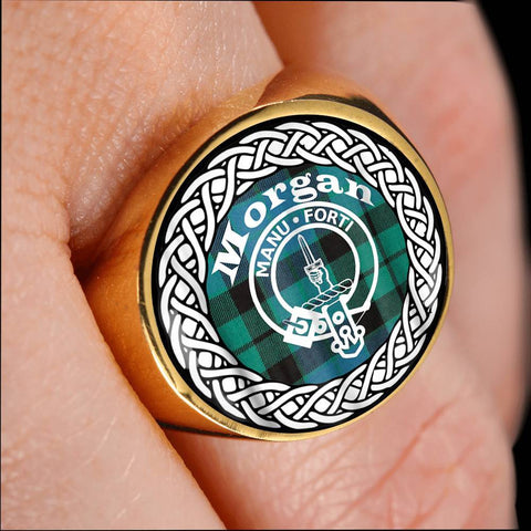Image of Morgan Crest Clan Tartan Ring Scottish