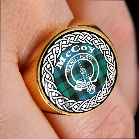 Image of McCoy Crest Clan Tartan Ring Scottish