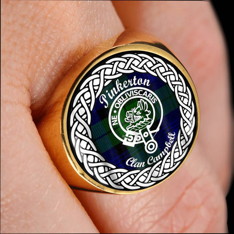 Image of Pinkerton Crest Clan Tartan Ring Scottish