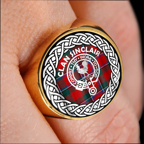 Image of Sinclair Crest Clan Tartan Ring Scottish