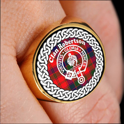 Image of Robertson Crest Clan Tartan Ring Scottish