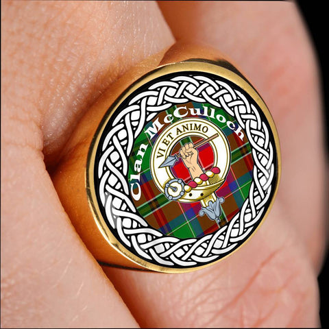 Image of McCulloch Crest Clan Tartan Ring Scottish