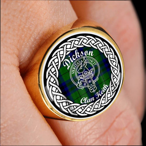 Image of Dickson Crest Clan Tartan Ring Scottish