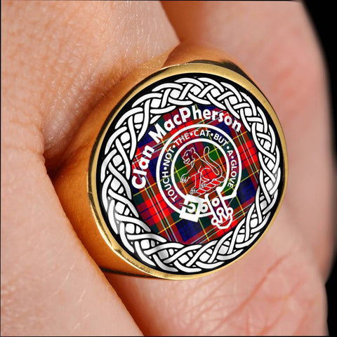 Image of MacPherson Crest Clan Tartan Ring Scottish