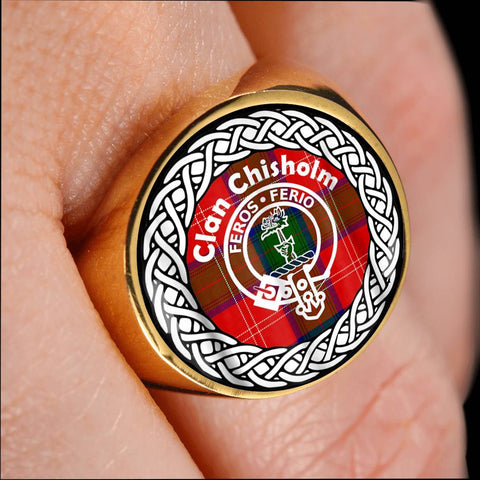 Image of Chisholm Crest Clan Tartan Ring Scottish