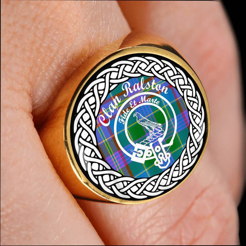 Image of Ralston Crest Clan Tartan Ring Scottish