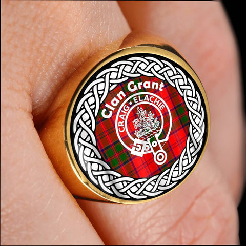 Image of Grant Crest Clan Tartan Ring Scottish