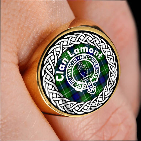 Image of Lamont Crest Clan Tartan Ring Scottish
