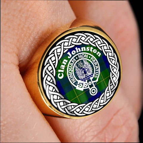 Image of Johnston Crest Clan Tartan Ring Scottish