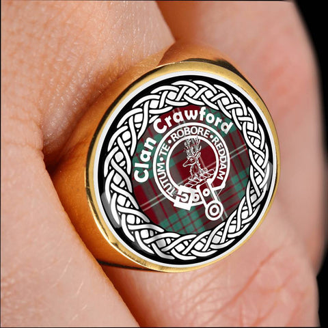 Image of Crawford Crest Clan Tartan Ring Scottish