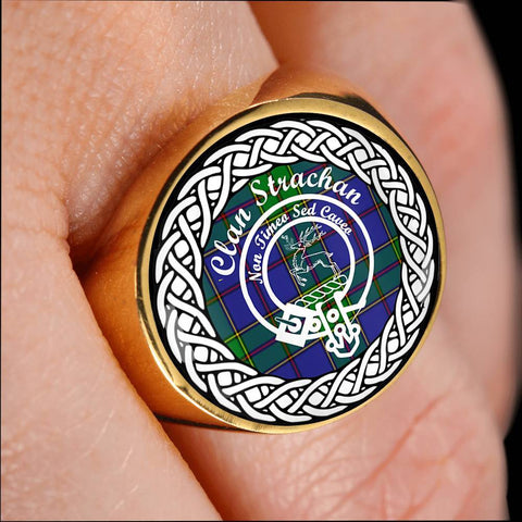 Image of Strachan Crest Clan Tartan Ring Scottish
