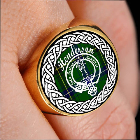 Image of Henderson Crest Clan Tartan Ring Scottish