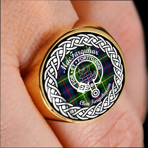 Image of MacFarquhar Crest Clan Tartan Ring Scottish
