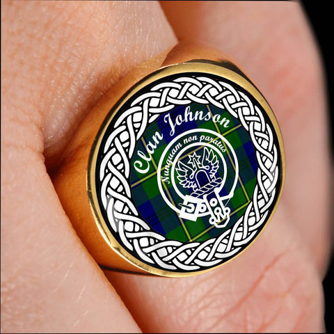 Image of Johnson Crest Clan Tartan Ring Scottish