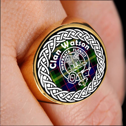 Image of Watson Crest Clan Tartan Ring Scottish