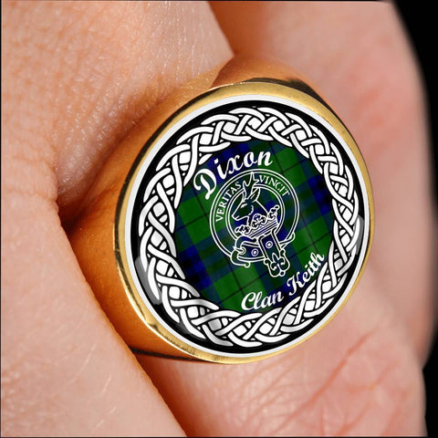 Image of Dixon Clan Keith Crest Clan Tartan Ring Scottish