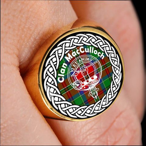 Image of MacCullock Crest Clan Tartan Ring Scottish