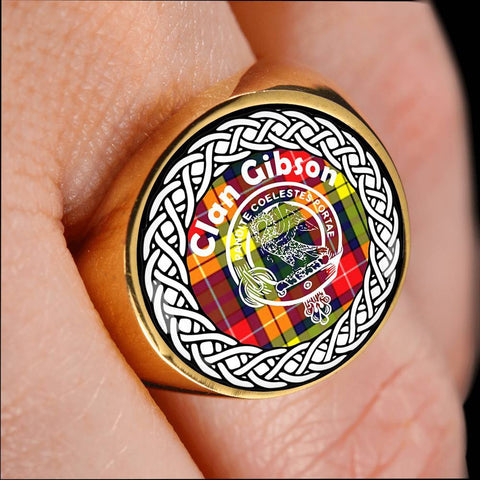 Image of Gibson Crest Clan Tartan Ring Scottish