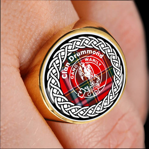 Image of Drummond Crest Clan Tartan Ring Scottish