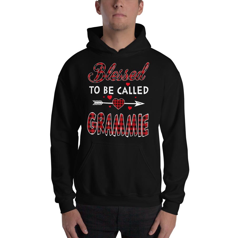 Blessed To Be Called Grammie-Red Tartan Plaid Grandma Christmas Hooded Sweatshirt