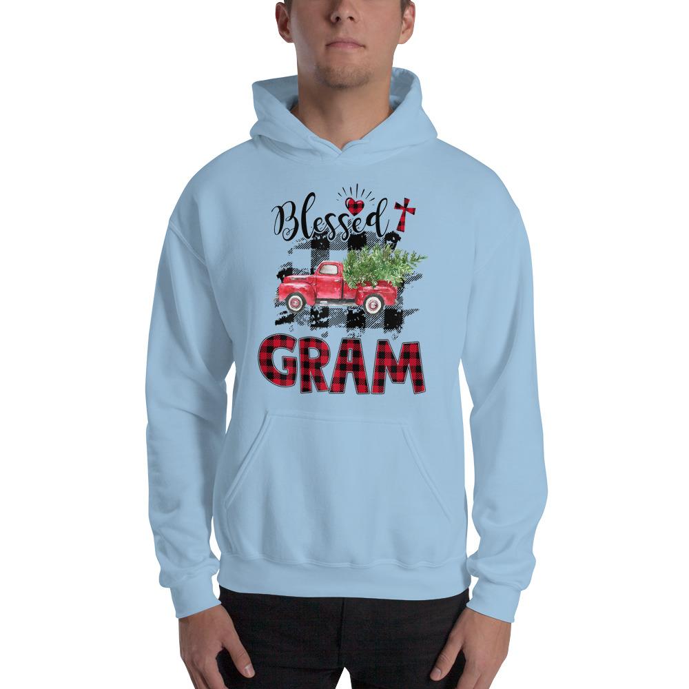 Blessed Gram Red Tartan Plaid Christmas Hooded Sweatshirt