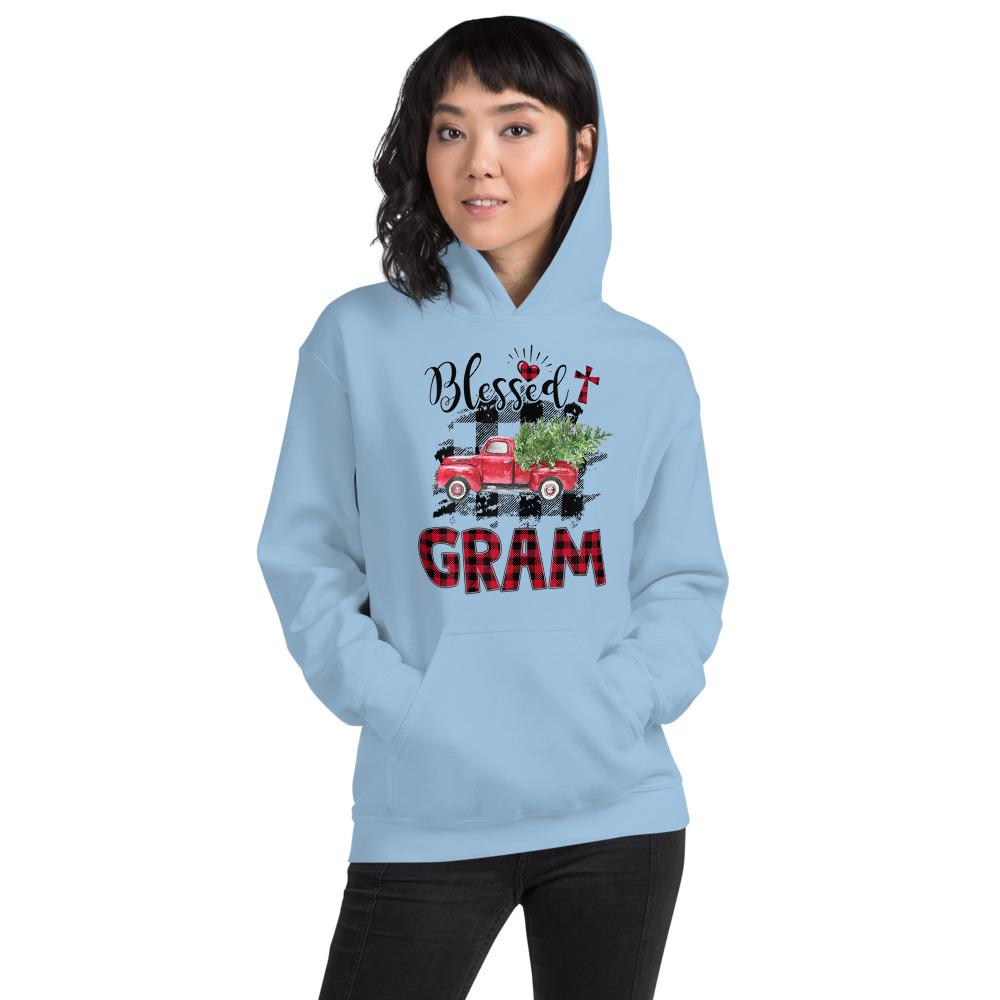 Blessed Gram Red Tartan Plaid Christmas Hooded Sweatshirt