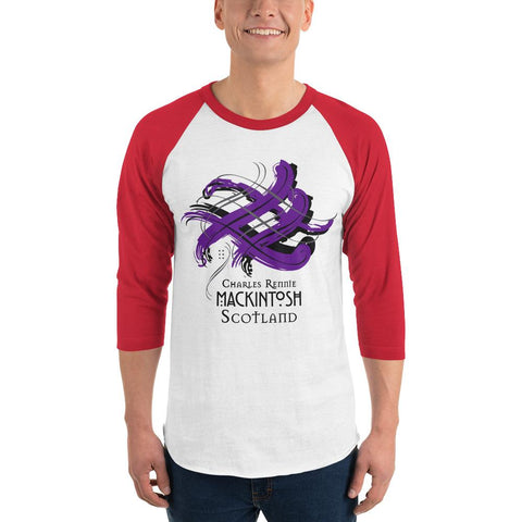Image of Clan Charles Rennie Mackintosh Tartan Scottish Sleeve Baseball Tee