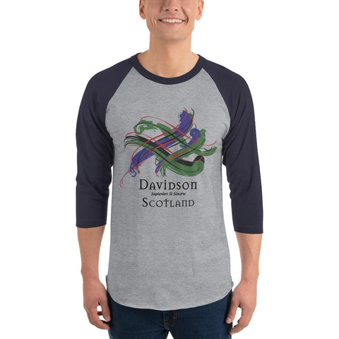Image of Clan Davidson Tartan Scottish Sleeve Baseball Tee
