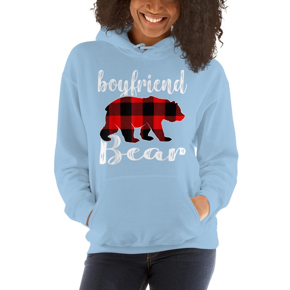 Boyfriend Bear Plaid Tartan Christmas Hooded Sweatshirt Matching Family Pajama
