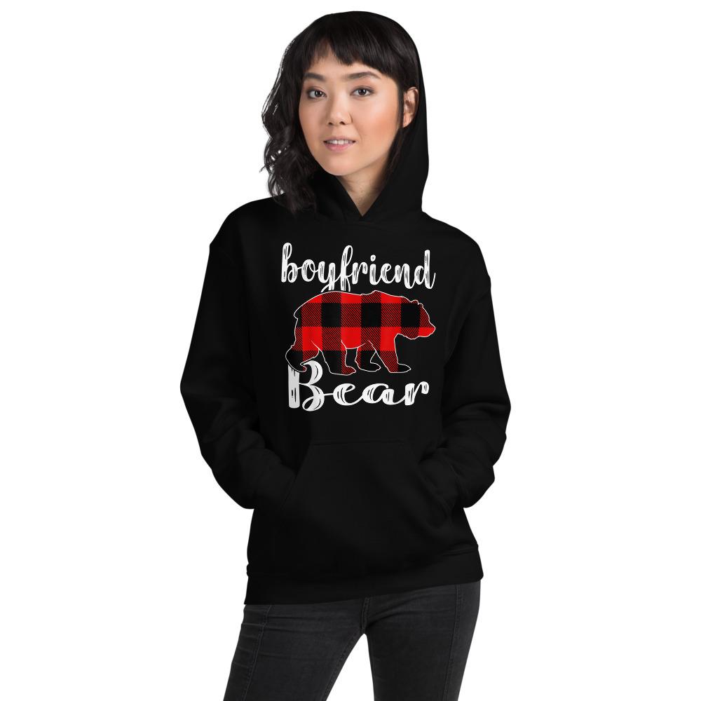 Boyfriend Bear Plaid Tartan Christmas Hooded Sweatshirt Matching Family Pajama