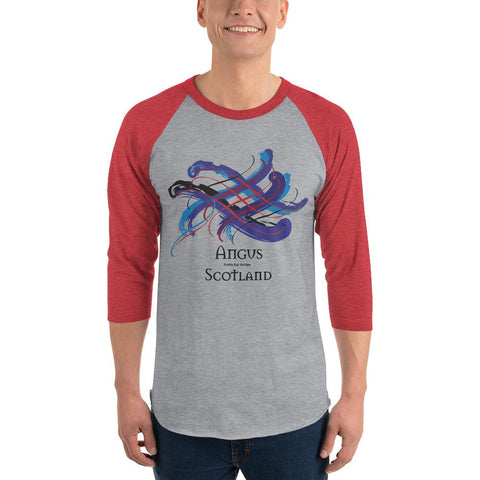 Image of Clan Angus Tartan Scottish Sleeve Baseball Tee