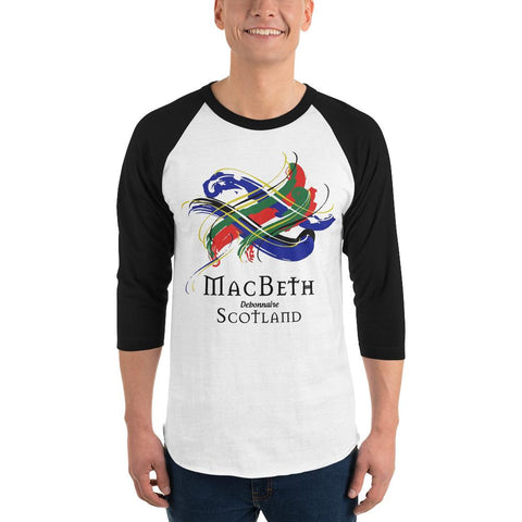 Image of Clan MacBeth Tartan Scottish Sleeve Baseball Tee