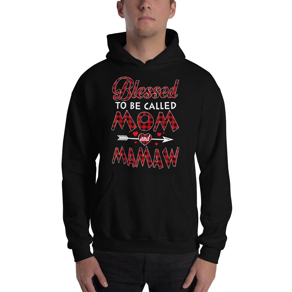 Blessed To Be Called Mom and Mamaw-Buffalo Tartan Plaid Christmas Hooded Sweatshirt