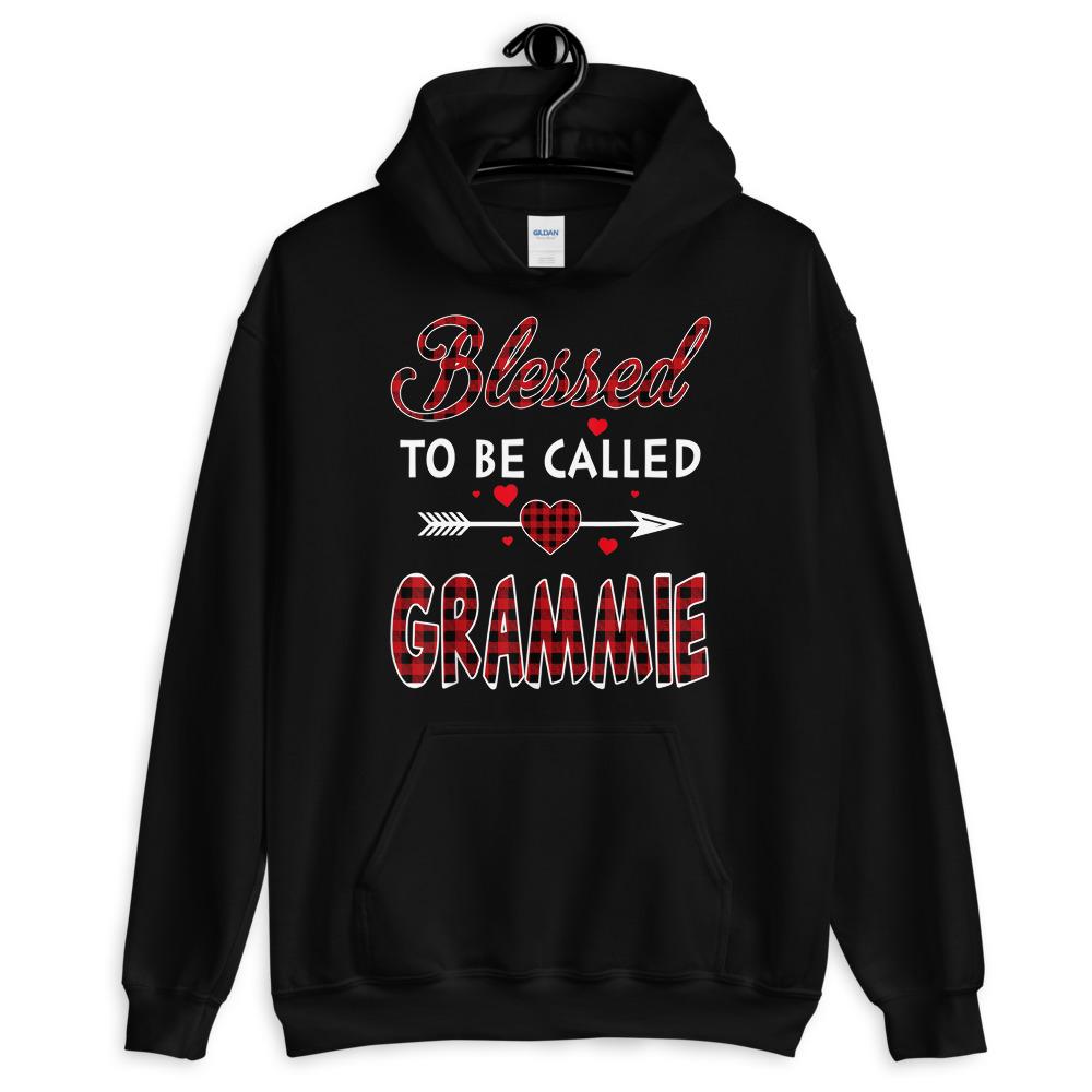 Blessed To Be Called Grammie-Red Tartan Plaid Grandma Christmas Hooded Sweatshirt