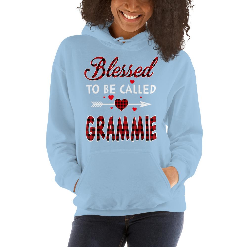 Blessed To Be Called Grammie-Red Tartan Plaid Grandma Christmas Hooded Sweatshirt