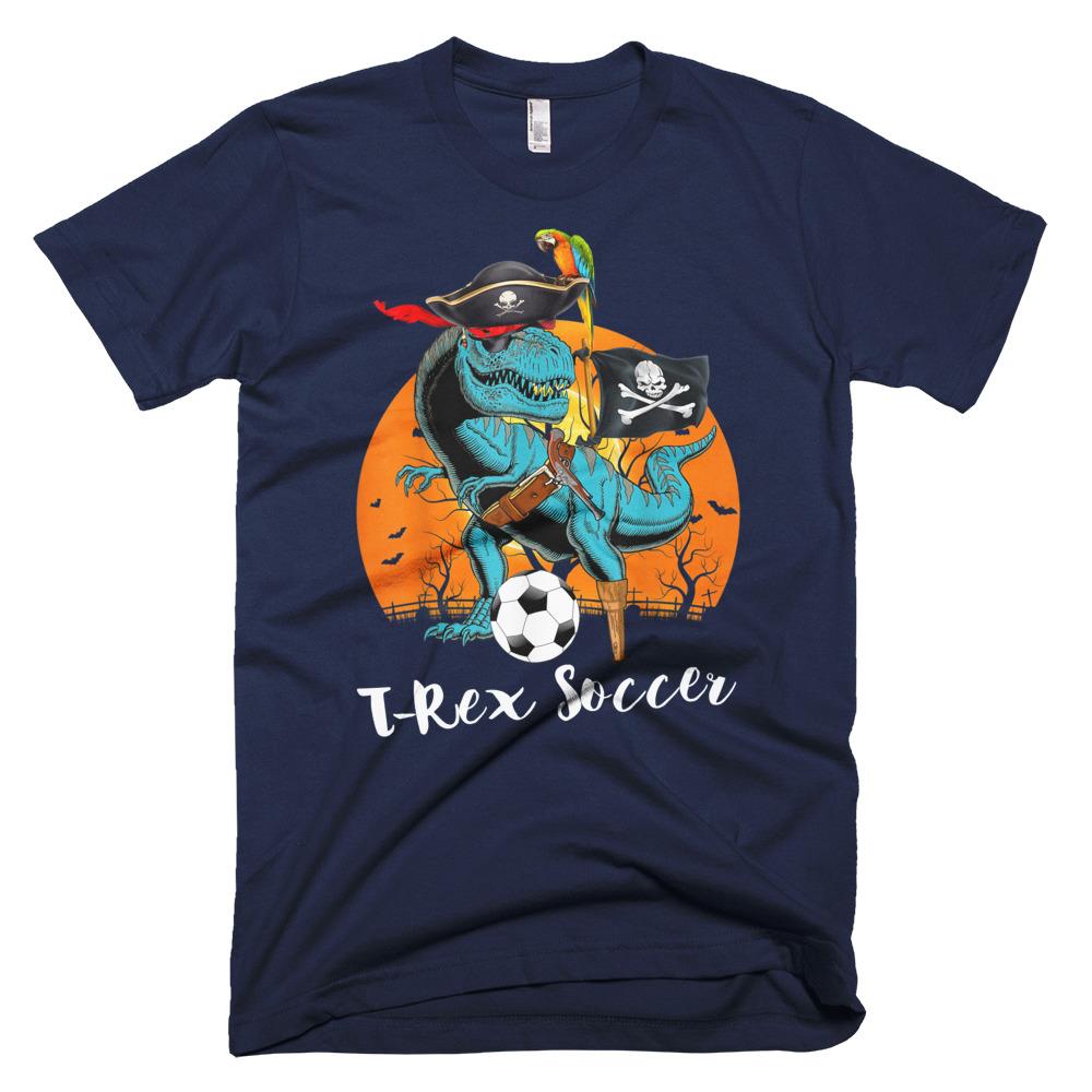 Jolly Roger T-rex Dinosaur Pirate Soccer Halloween T-Shirt