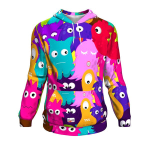 Colorful Family Monsters Funny Halloween Hoodie Over Print - shirtskishirt