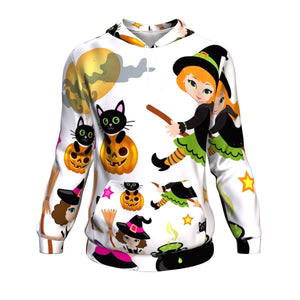 Cute Witches Halloween Hoodie Over Print - shirtskishirt