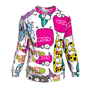 Cute Doodles Monsters Halloween Hoodie Over Print - shirtskishirt