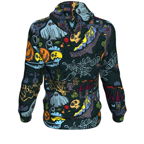 Image of Doole Bats And Pumpkin Halloween Hoodie Over Print - shirtskishirt