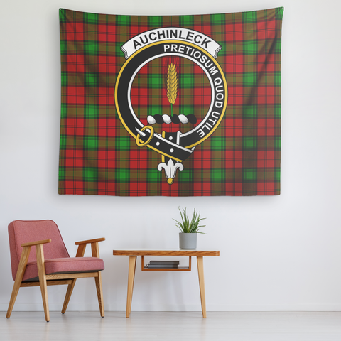 Image of Wall Tapestry Auchinleck Tartan Clan Badge Scottish - shirtskishirt