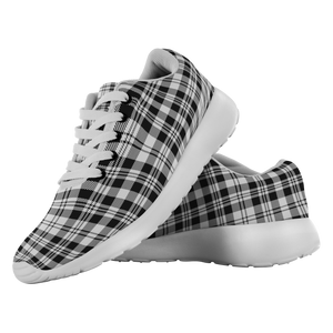 Tartan Sneakers - Scott Black & White Modern Scotland | Unisex Tartan Running Shoes | Sneakers Men & Women Tartan Shoes