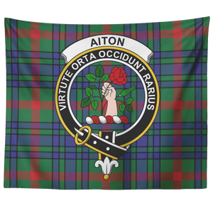 Wall Tapestry Aiton Ancient Tartan Clan Badge Scottish - shirtskishirt