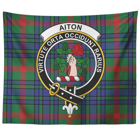 Image of Wall Tapestry Aiton Ancient Tartan Clan Badge Scottish - shirtskishirt