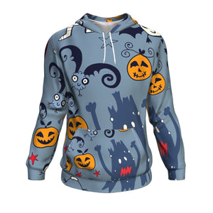 Monsters, Ghosts, Spider On The Halloween Hoodie Over Print - shirtskishirt