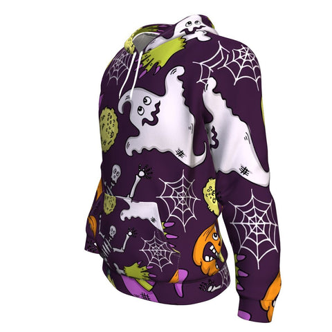 Image of Cute Ghost With Halloween Hoodie Over Print - shirtskishirt