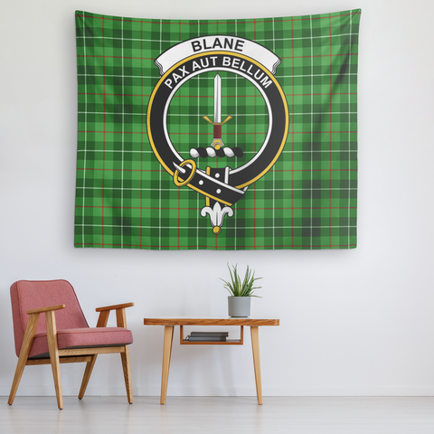 Image of Wall Tapestry Blane Tartan Clan Badge Scottish